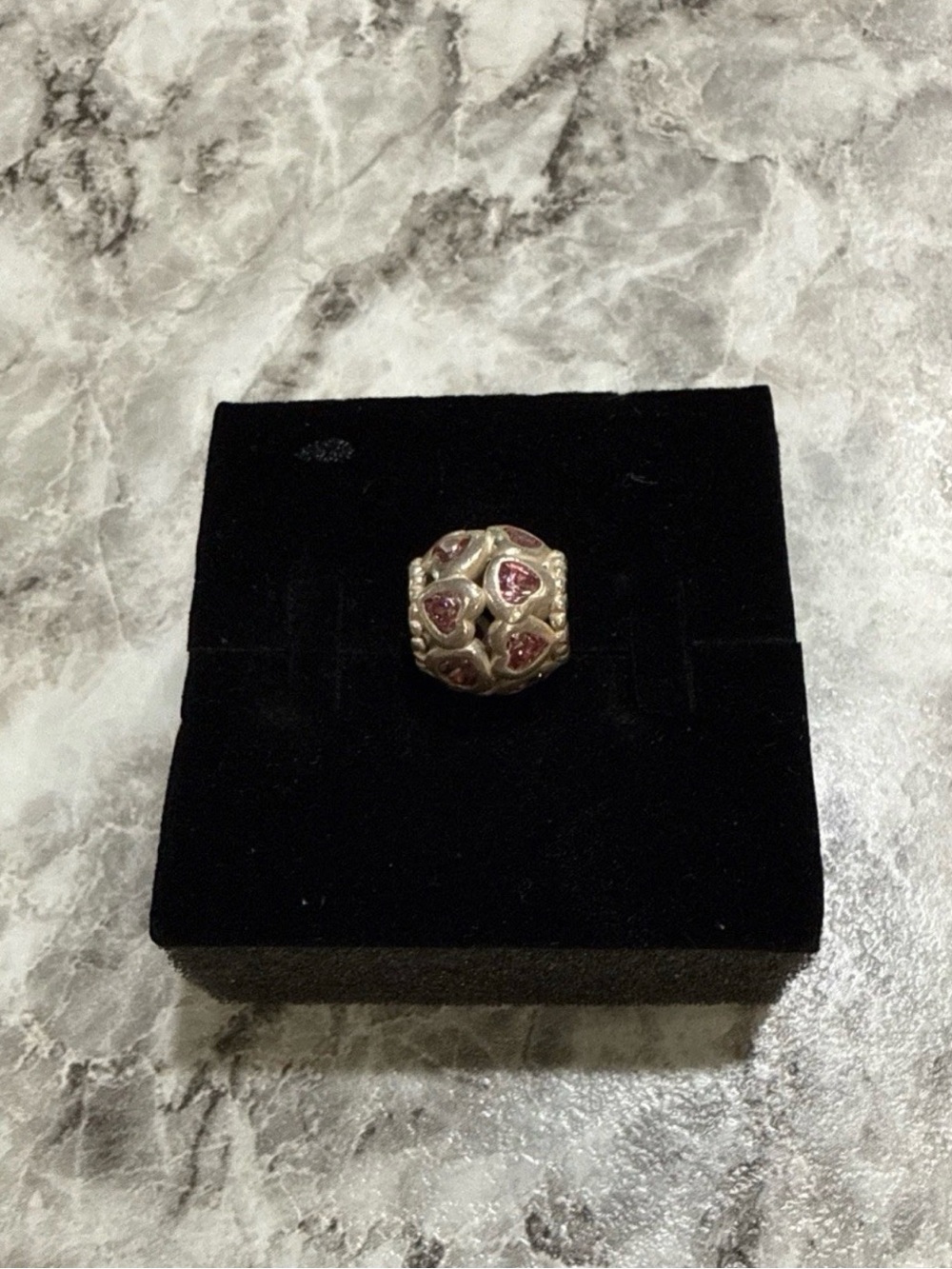 PANDORA Explosion Of Love Silver Pink Crystals Charm In Excellent Condition
